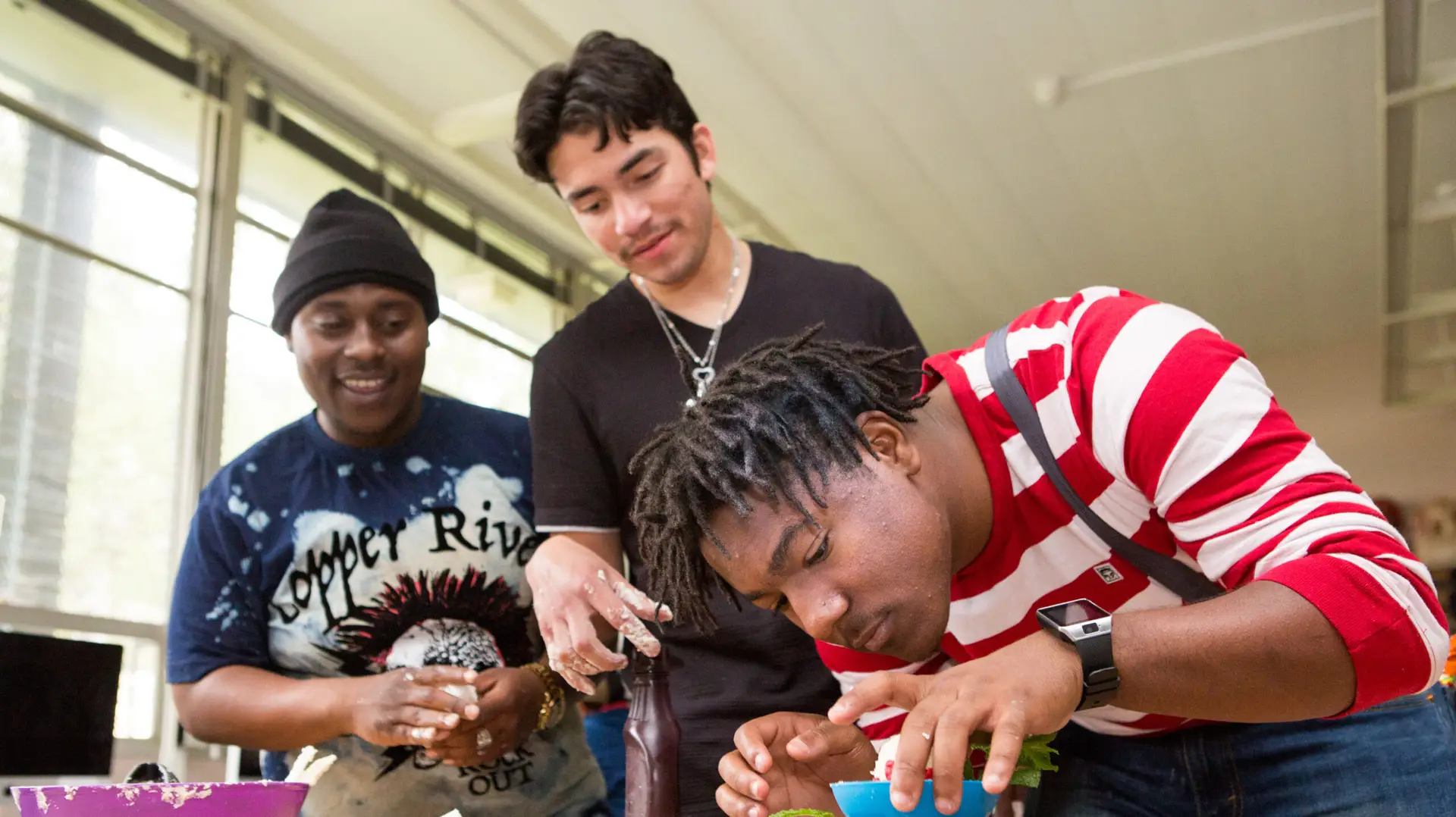 Students in a digital photography class create fake ice cream for a photo shoot.