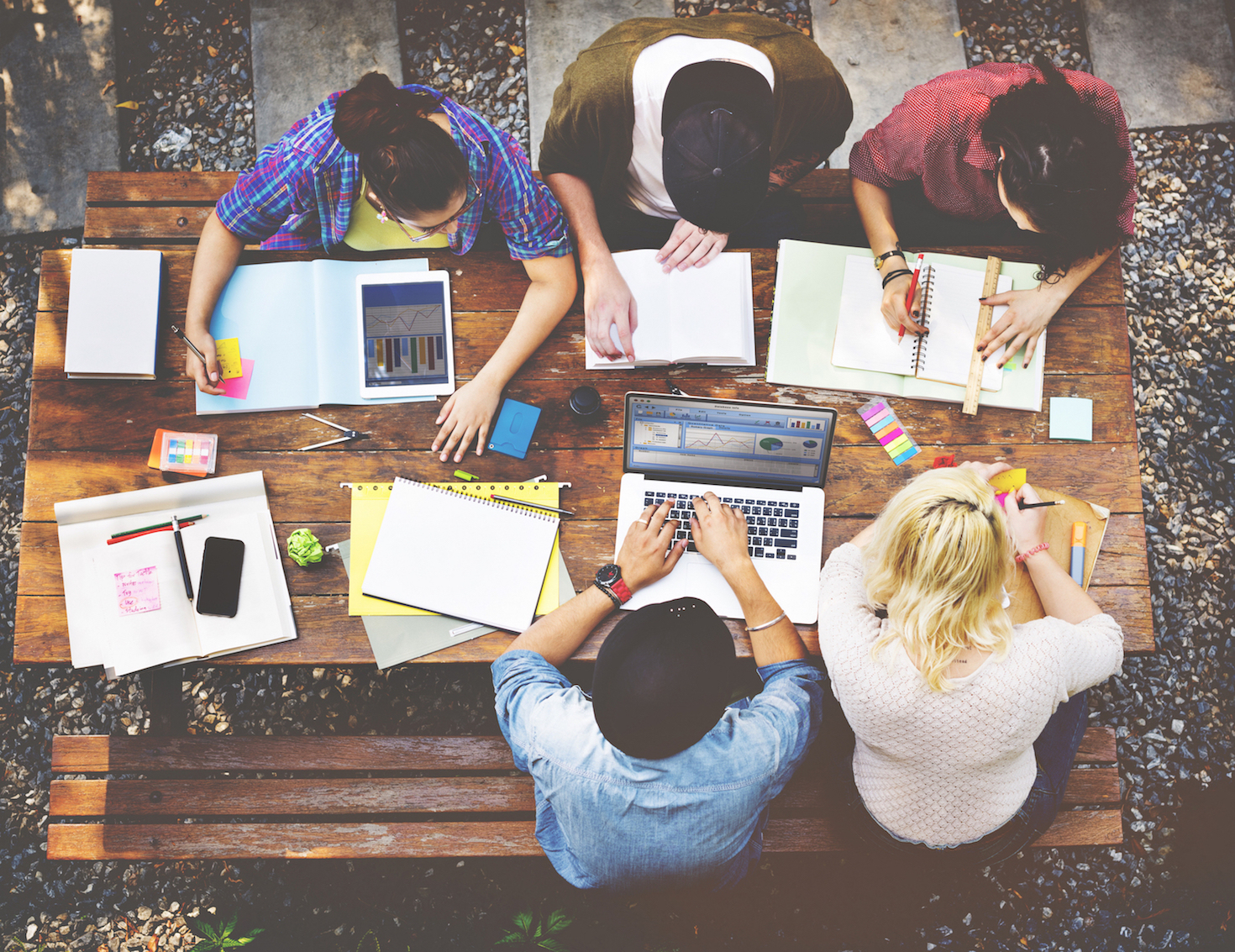 Students around a table