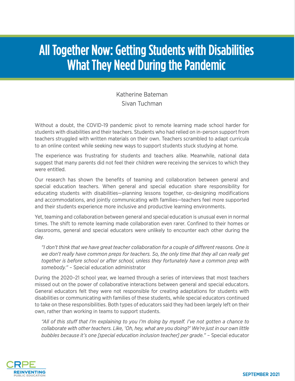 All Together Now: Getting Students with Disabilities What They 